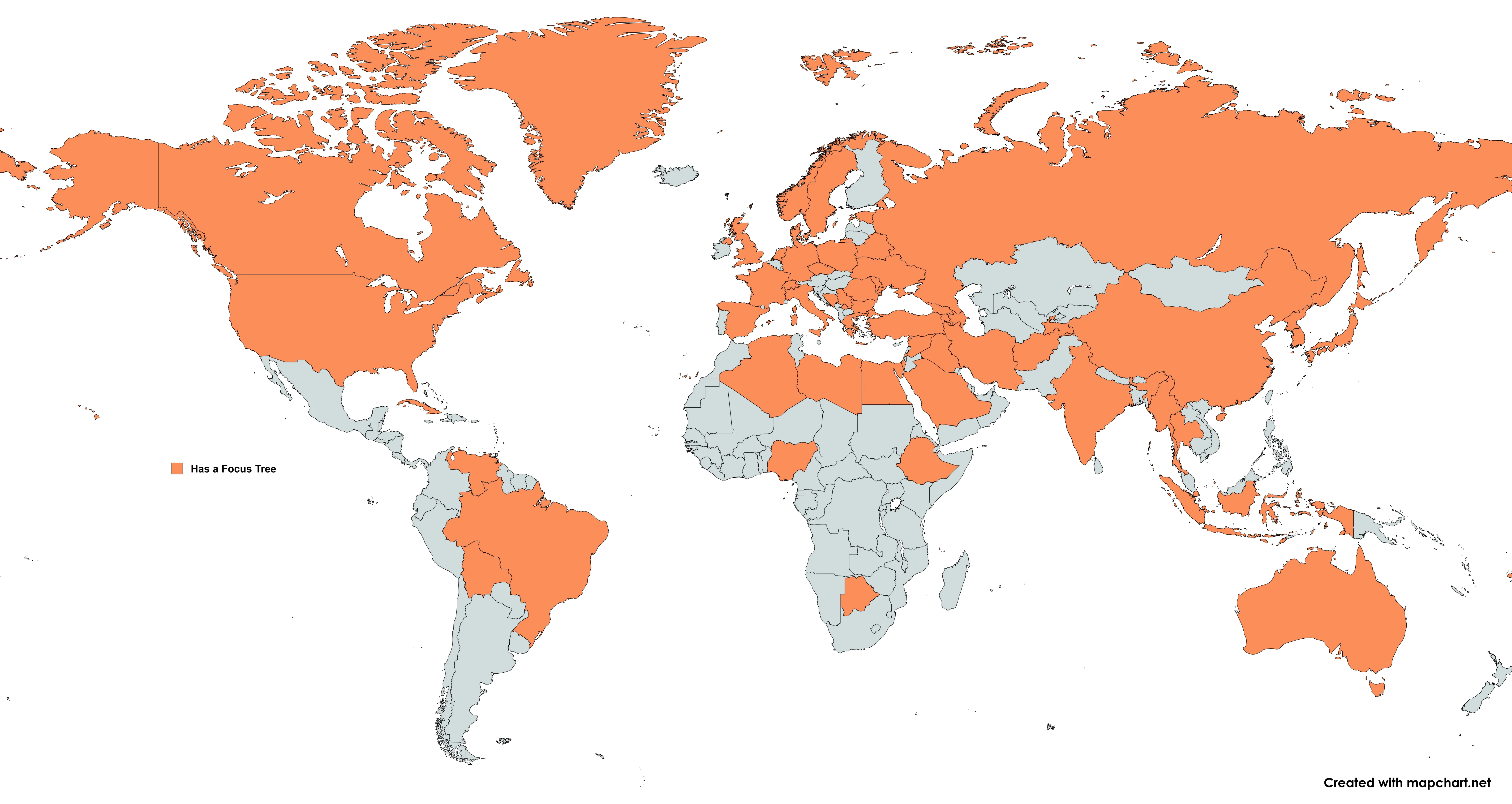 Map of current focus trees