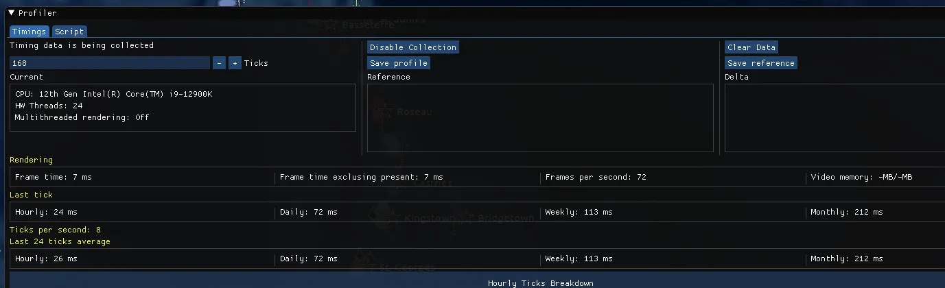 In-game tick rate display